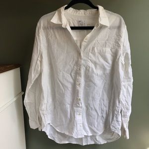 Gap Boyfriend Fit Button Down Linen Blend Shirt L